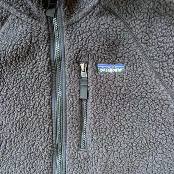 SOLD Patagonia Black Sherpa Fleece Zip Up Jacket Top   Mens Size Large - Picture 2 of 9